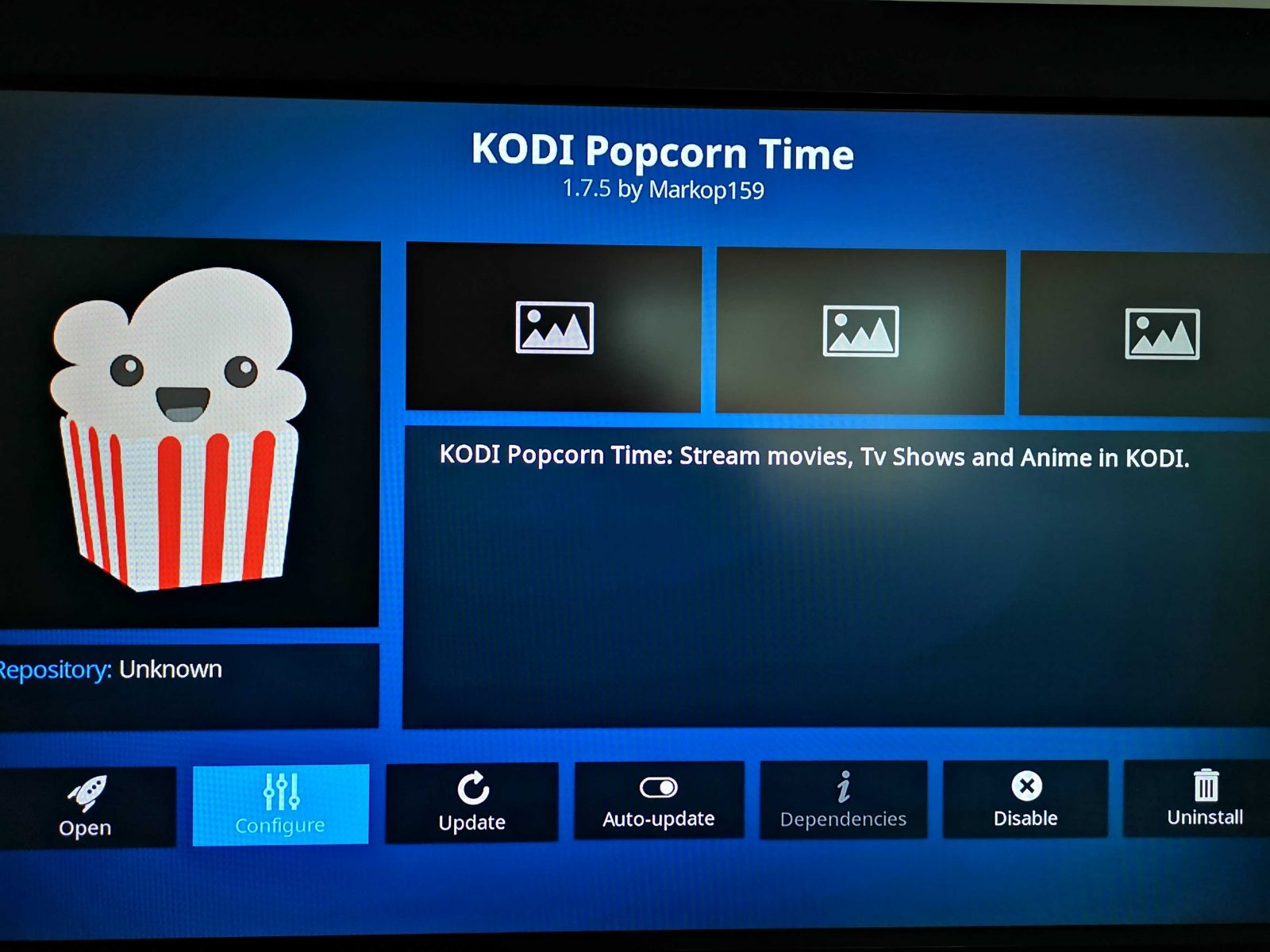 kodi popcorn time error