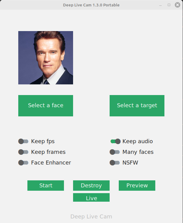 Select a face in Deep live cam