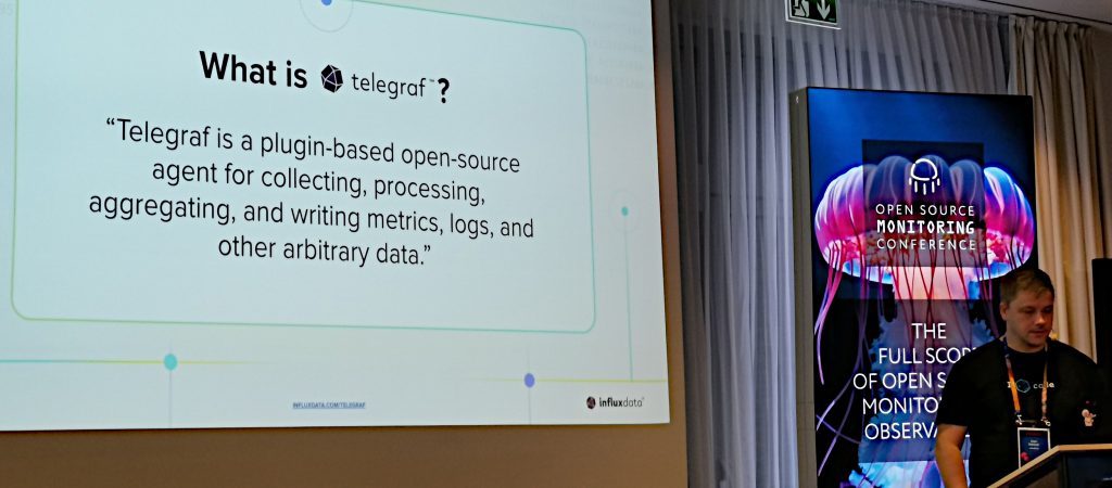 Sven Rebhan presenting Telegraf at the OSMC