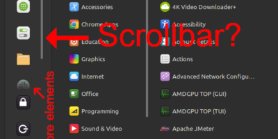 Scrollbar shown in favorites list in the Linux Mint Menu