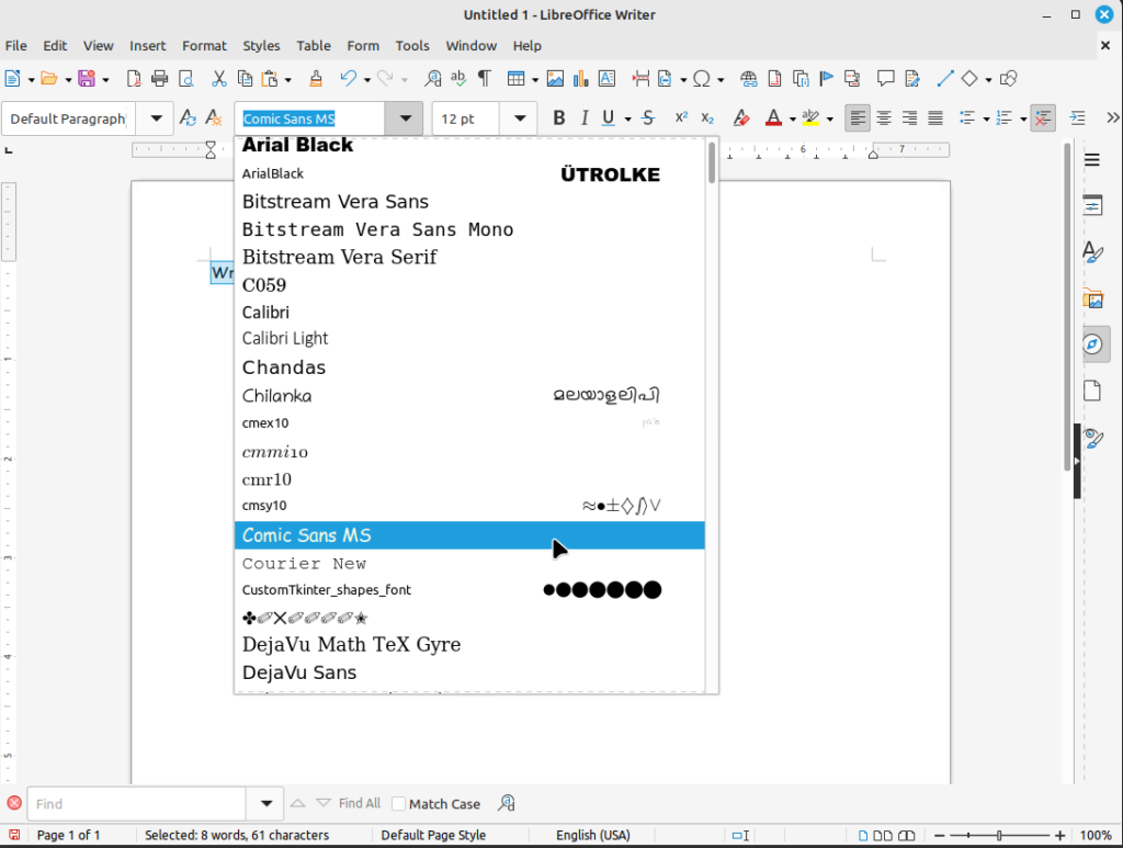 Comic Sans MS and other Microsoft fonts can now be selected on Linux Mint